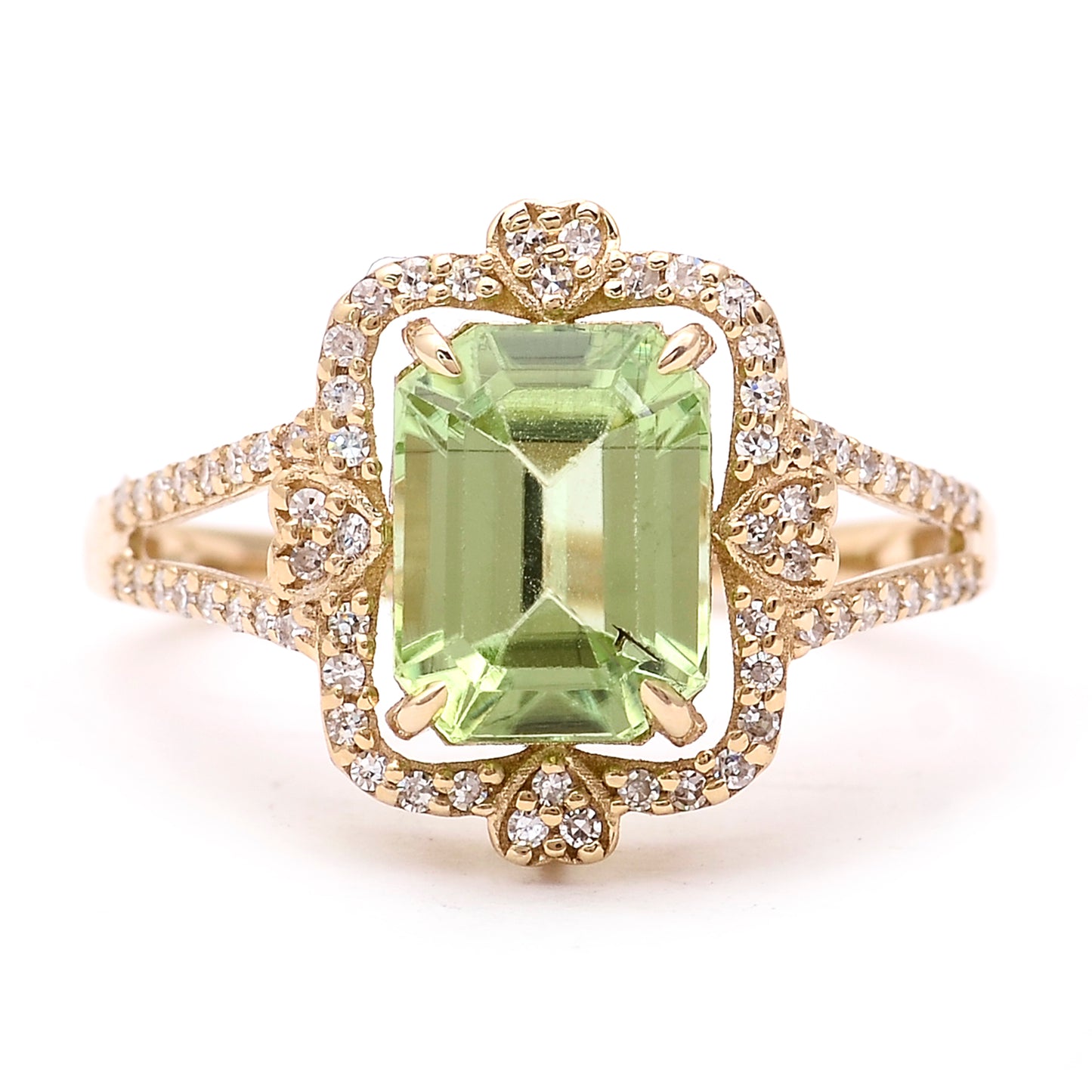 2.66 Ct Octagon Natural Eridot 14K Gold Ring