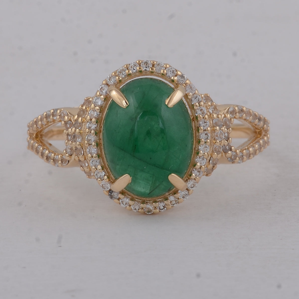 2.83 Ct Oval Emerald 9K Gold Ring