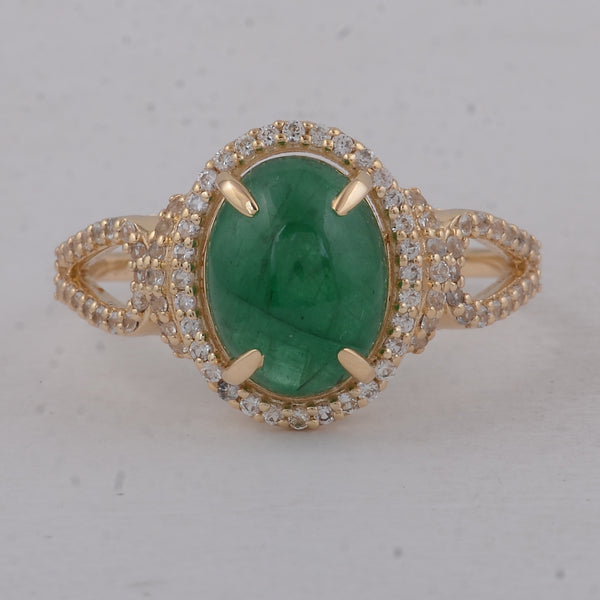 2.83 Ct Oval Emerald 9K Gold Ring