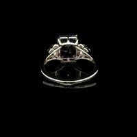 3.14 Ct Octagon Amethyst, White Zircon 925 Sterling Silver Ring