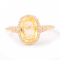 1.94 Ct Cushion Mixed Cut Natural Yellow Sapphire 14K Gold Ring