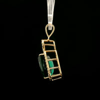 4.47 Ct Cushion Lab Grown Emerald 14K Gold Pendant