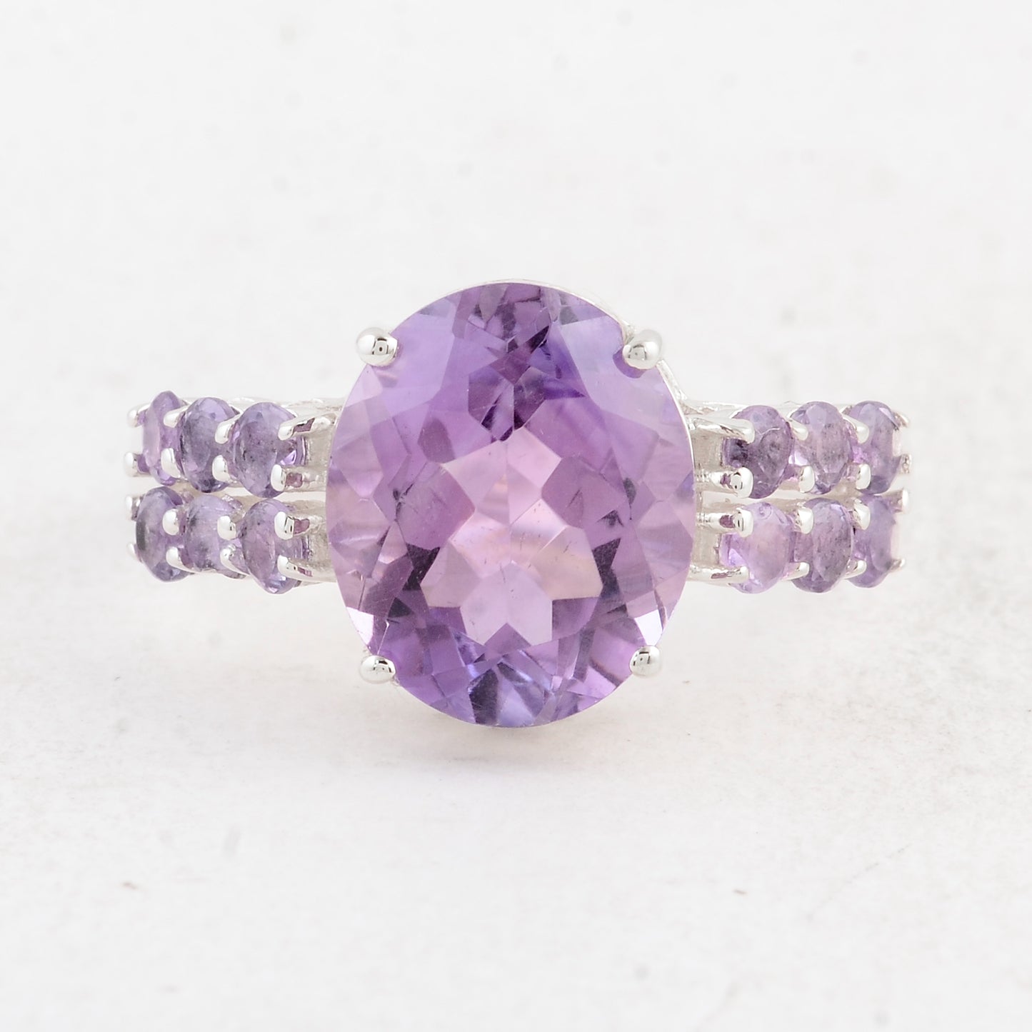 5.24 Ct Oval Amethyst 925 Sterling Silver Ring