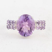 5.24 Ct Oval Amethyst 925 Sterling Silver Ring
