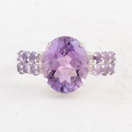 5.24 Ct Oval Amethyst 925 Sterling Silver Ring