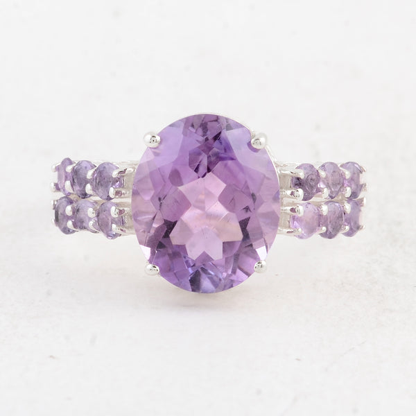 5.24 Ct Oval Amethyst 925 Sterling Silver Ring
