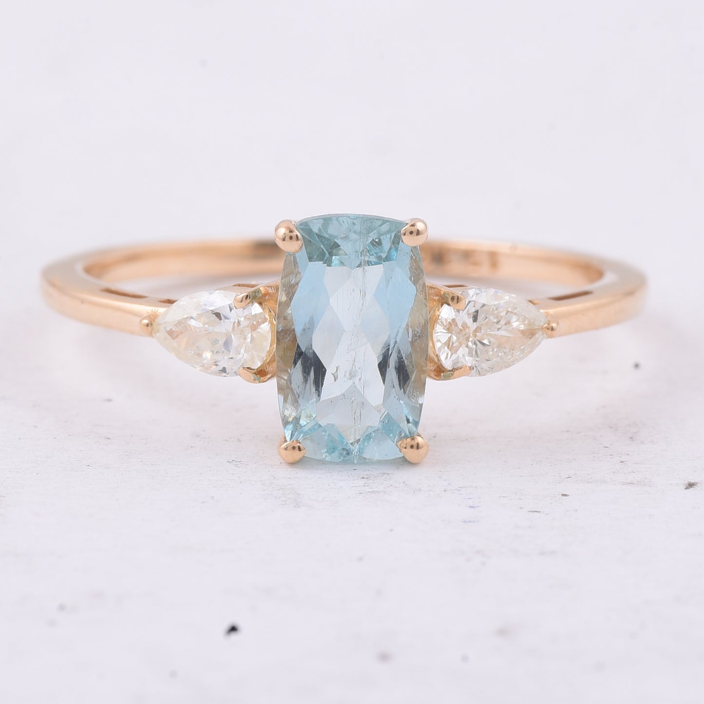 1.17 Ct Cushion Natural Aquamarine 14K Gold Ring