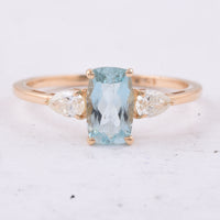 1.17 Ct Cushion Natural Aquamarine 14K Gold Ring