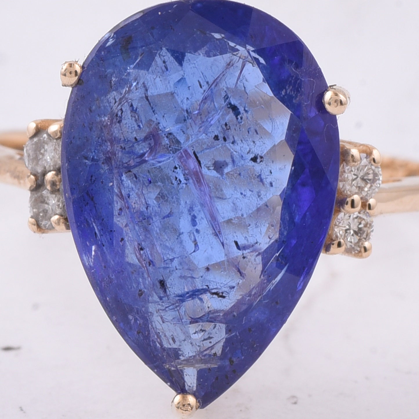 5.99 Ct Pear Natural Tanzanite 14K Gold Ring