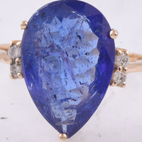 5.99 Ct Pear Natural Tanzanite 14K Gold Ring