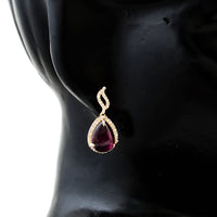 6.27 Ct Pear Cabochon Natural Tourmaline 14K Gold Earrings