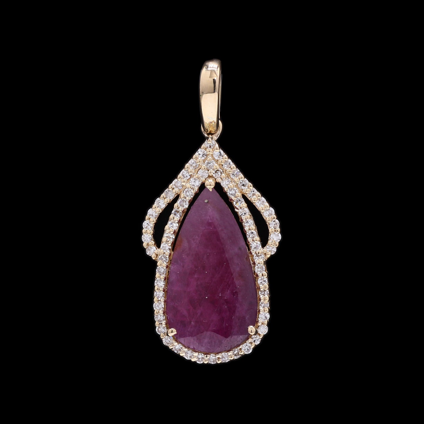 2.68 Ct Pear Mixed Cut Natural Ruby 14K Gold Pendant