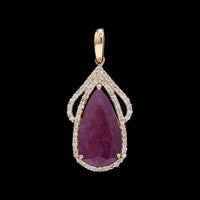 2.68 Ct Pear Mixed Cut Natural Ruby 14K Gold Pendant