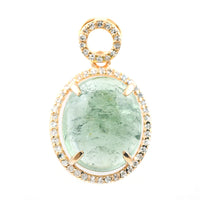 7.20 Ct Oval Cabochon Cut Natural Green Tourmaline 14K Gold Pendant