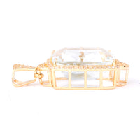7.92 Ct Cushion Natural Aquamarine 14K Gold Pendant