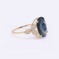 6.14 Ct Oval Mixed Cut Natural Corundum Sapphire 14K Gold Ring