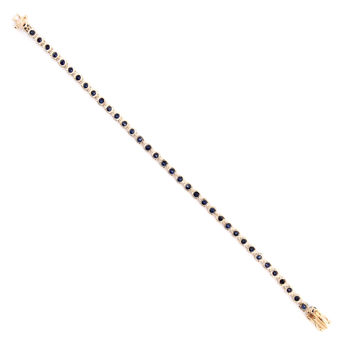 6.71 Ct Round Sapphire 14K Gold Braclet