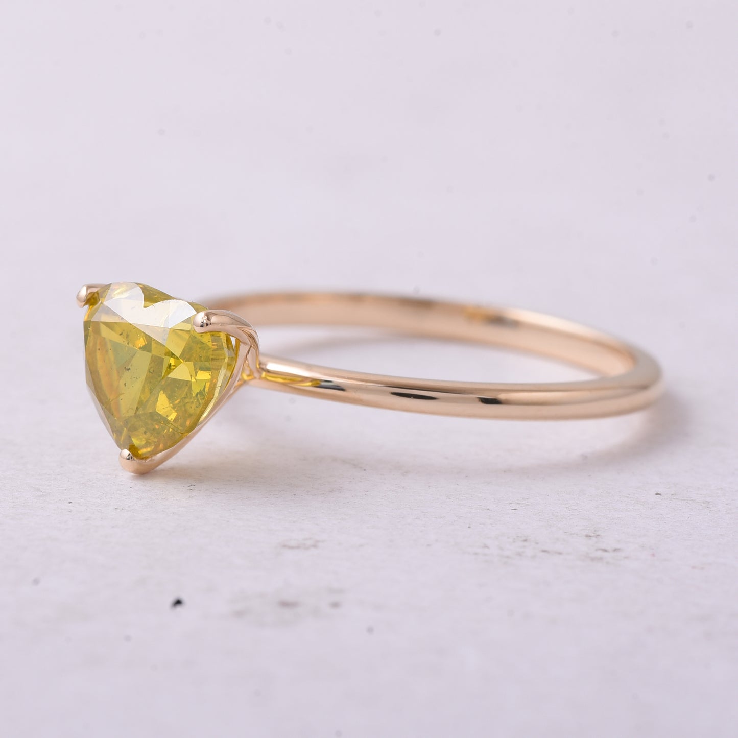 1.50 Ct Heart Yellow Diamond 14K Gold Ring