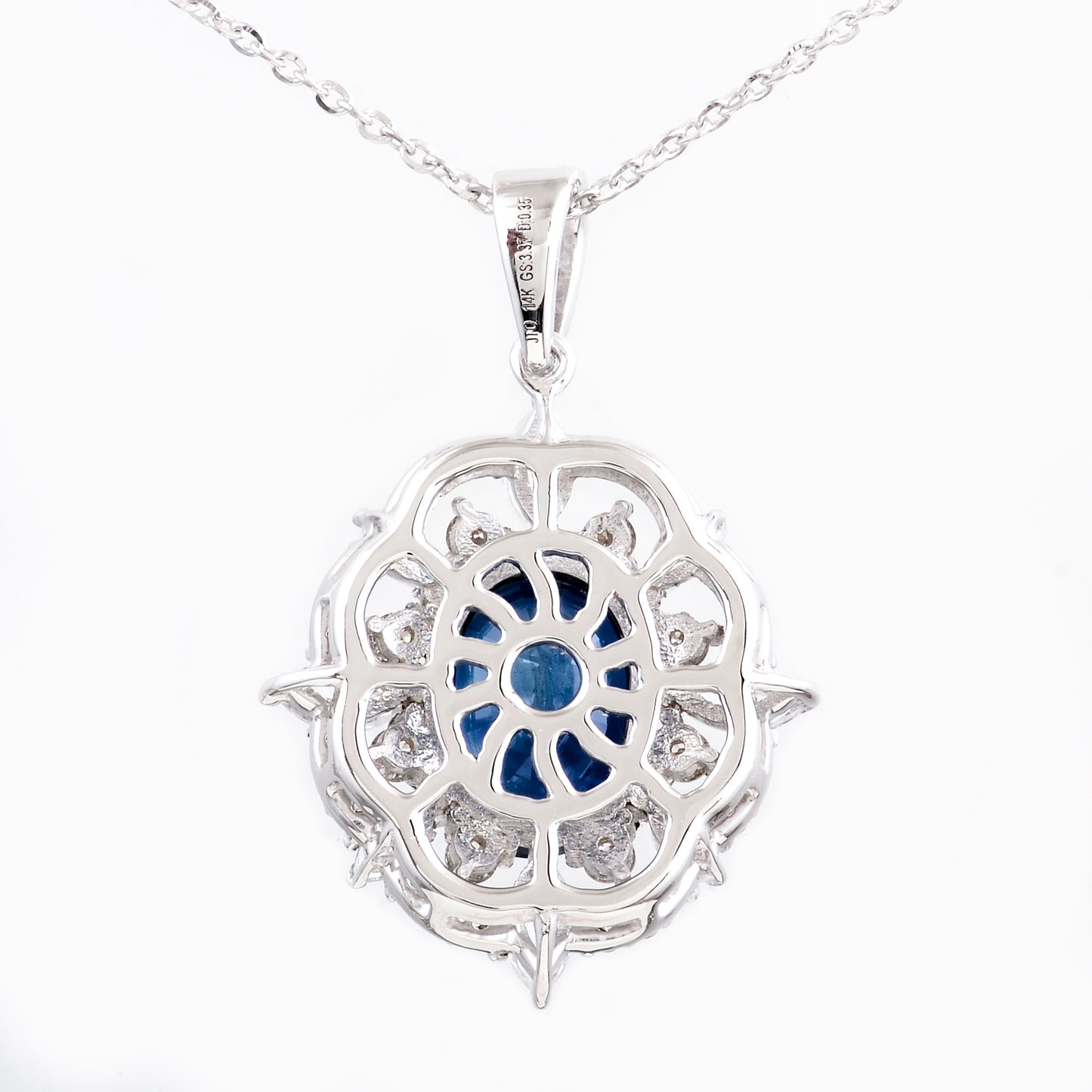 3.73 Ct Oval Mixed Cut Natural Corundum Sapphire 14K Gold Pendant