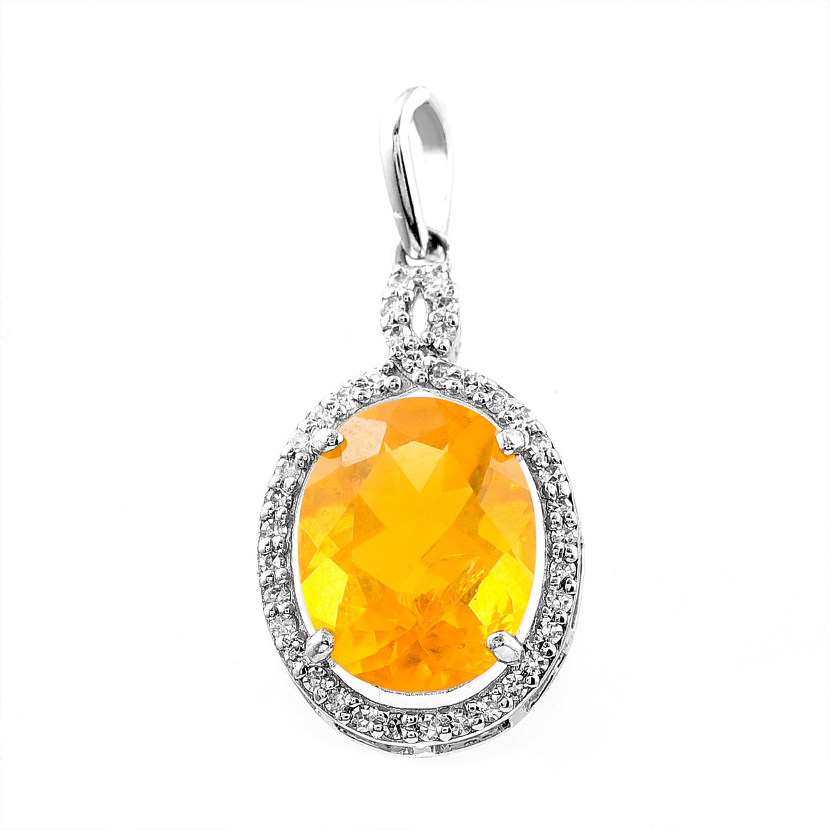 1.82 Ct Oval Mixed Cut Natural Fire Opal 950 Platinum Pendant