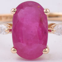 1.83 Ct Oval Natural Ruby 14K Gold Ring