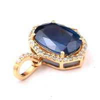 2.26 Ct Oval Mixed Cut Natural Sapphire 14K Gold Pendant
