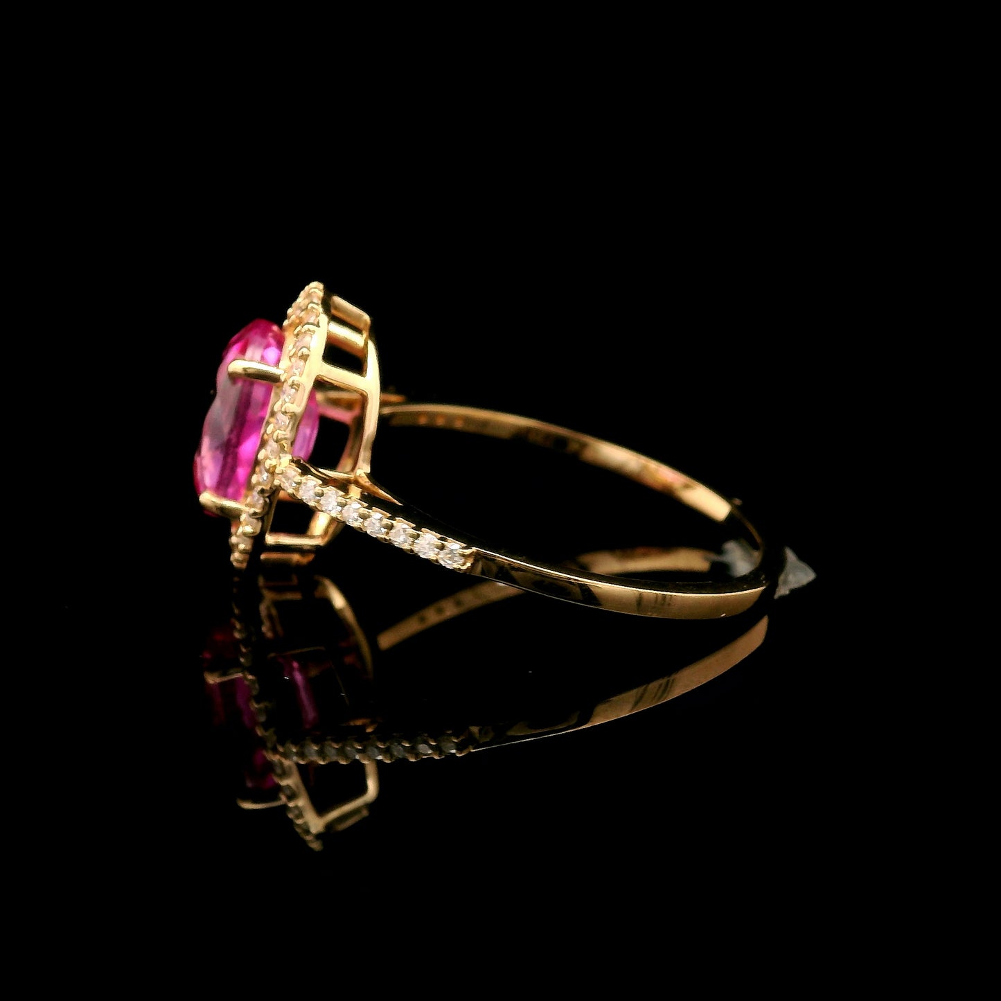 2.31 Ct Oval Mixed Cut Lab Grown Pink Sapphire 14K Gold Ring