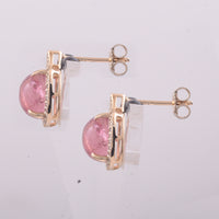 5.42 Ct Cushion Tourmaline 9K Gold Earrings