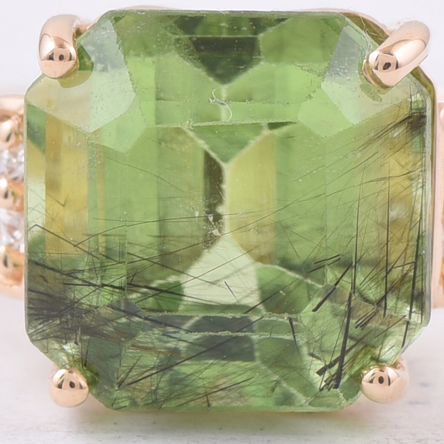 5.25 Ct Octagon Natural Peridot 14K Gold Ring