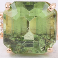 5.25 Ct Octagon Natural Peridot 14K Gold Ring