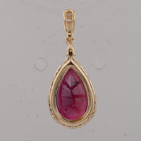 2.95 Ct Pear Rubellite 9K Gold Pendant
