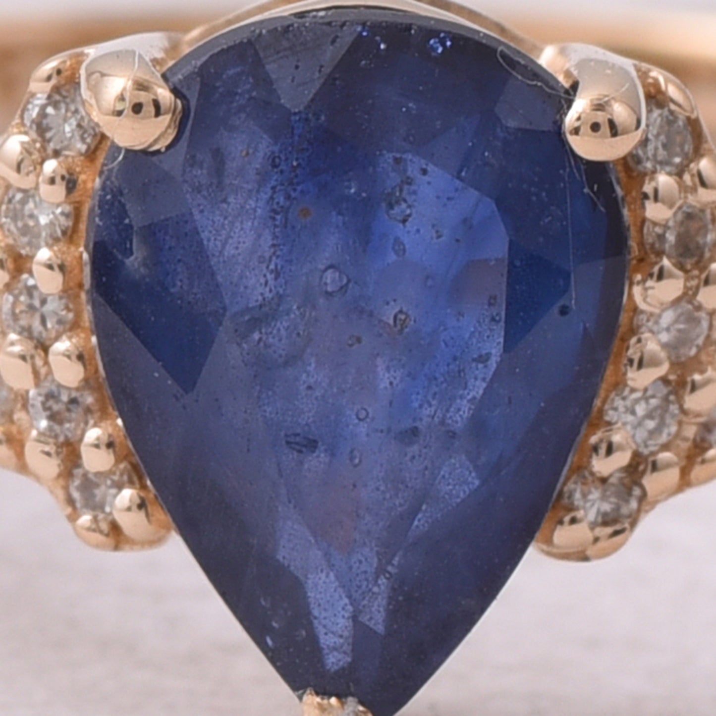 1.43 Ct Pear Mixed Cut Natural Sapphire 14K Gold Ring