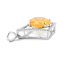 2.44 Ct Round Mixed Cut Natural Fire Opal 950 Platinum Pendant