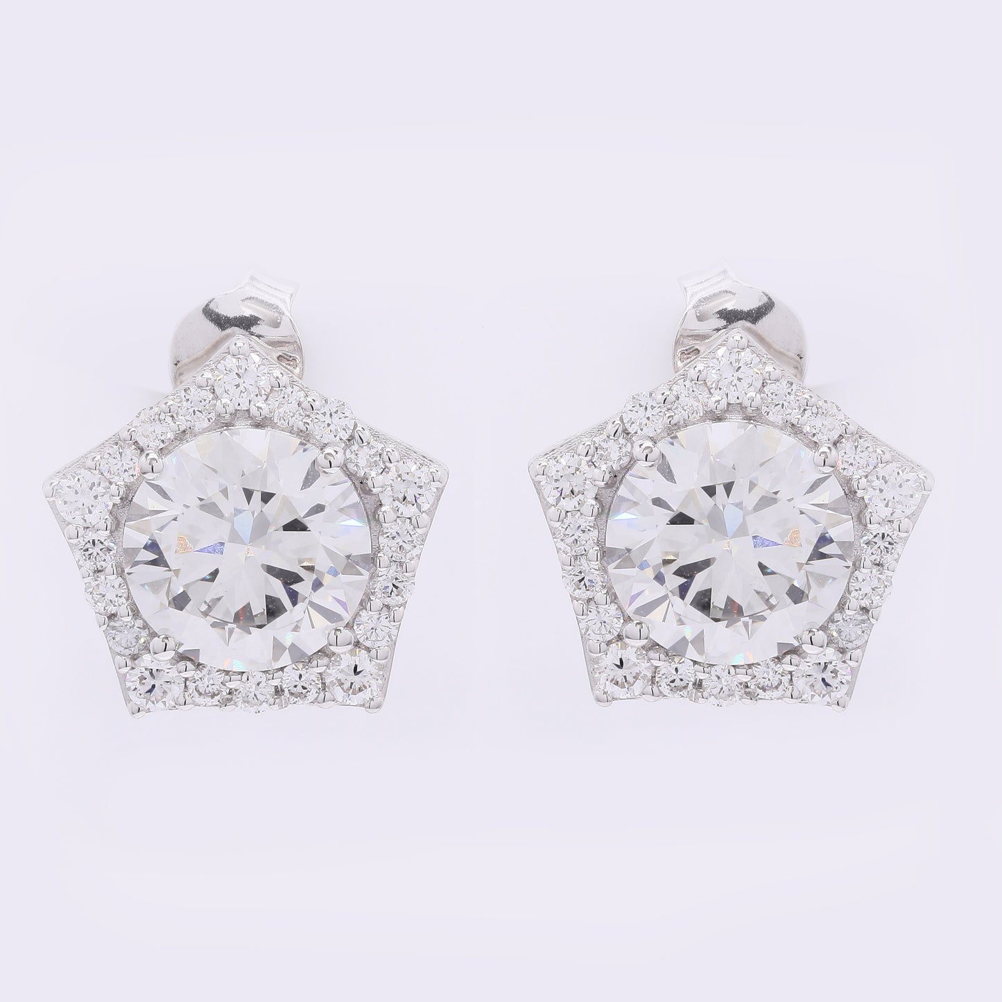 4.42 Carats Lab Grown Diamond 14K Gold Earrings