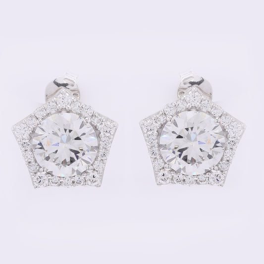4.42 Carats Lab Grown Diamond 14K Gold Earrings