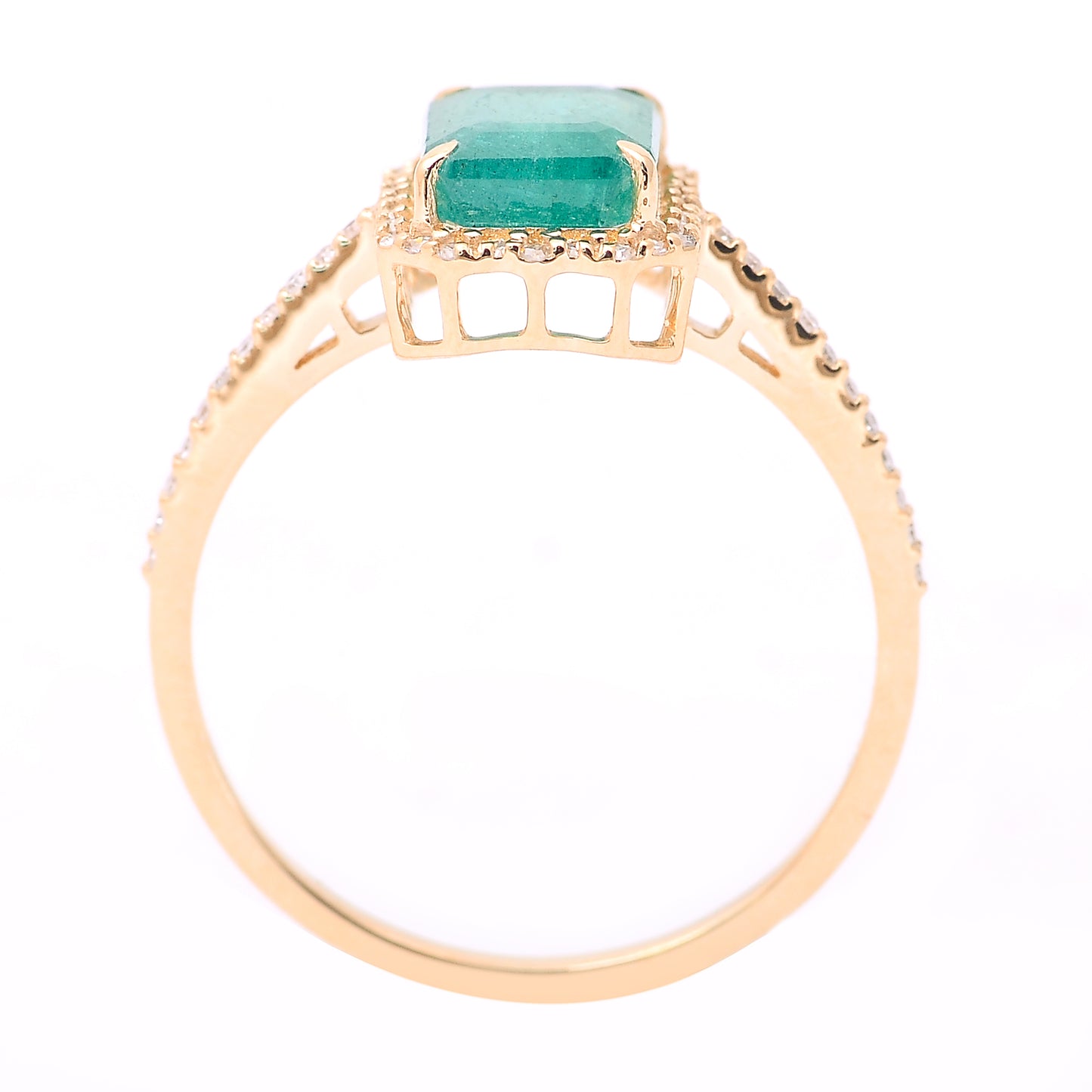 1.81 Ct Octagon Step Cut Natural Emerald 14K Gold Ring