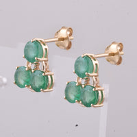 2.80 Ct Round Natural Emerald 14K Gold Earrings