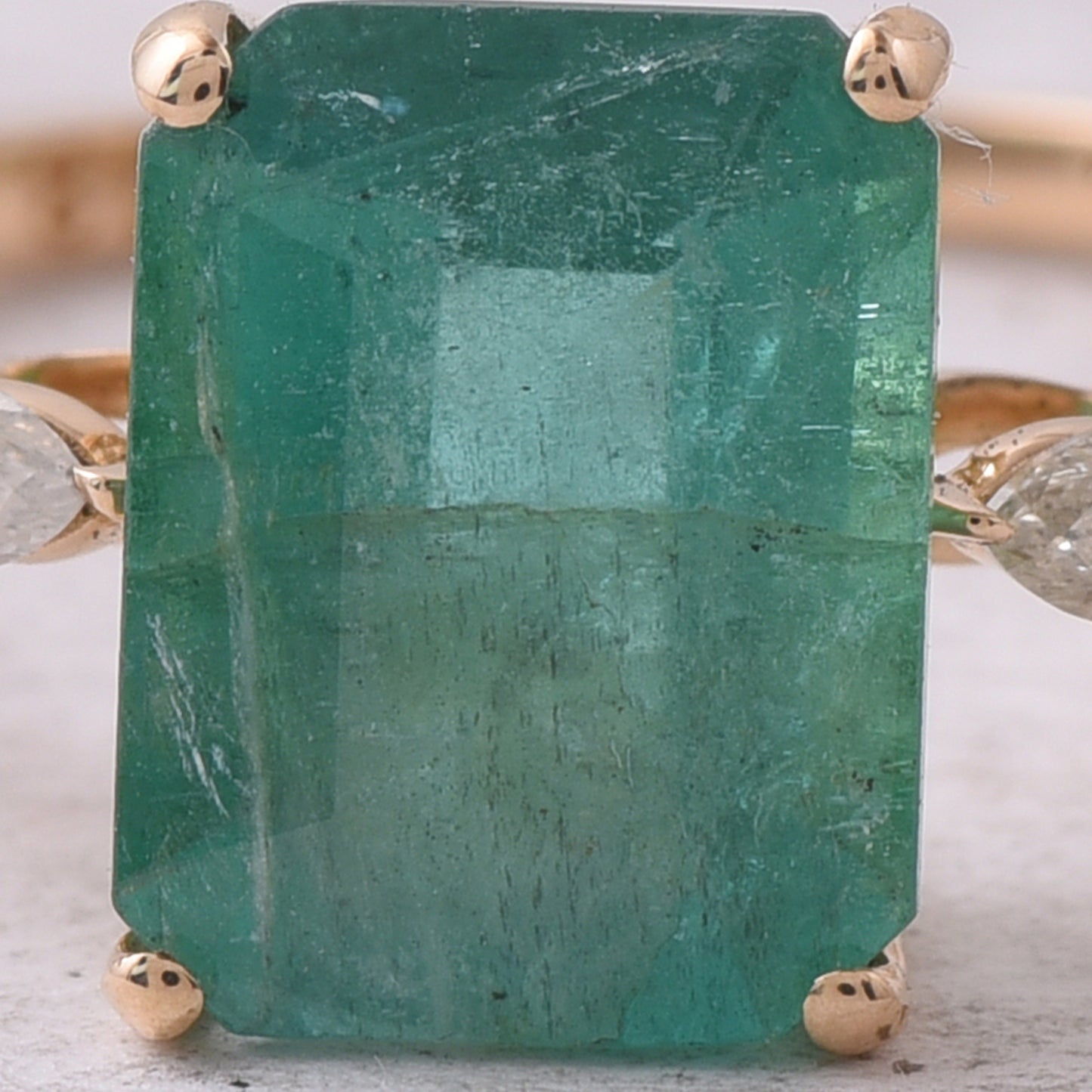 1.90 Ct Octagon Step Cut Natural Emerald 14K Gold Ring