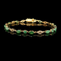 3.35 Ct Marquise Emerald 14K Gold Bracelet
