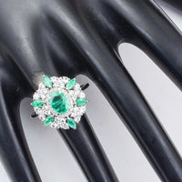 1.97 Ct Oval Mixed Cut, Marquise Mixed Cut Natural Emerald 950 Platinum Ring