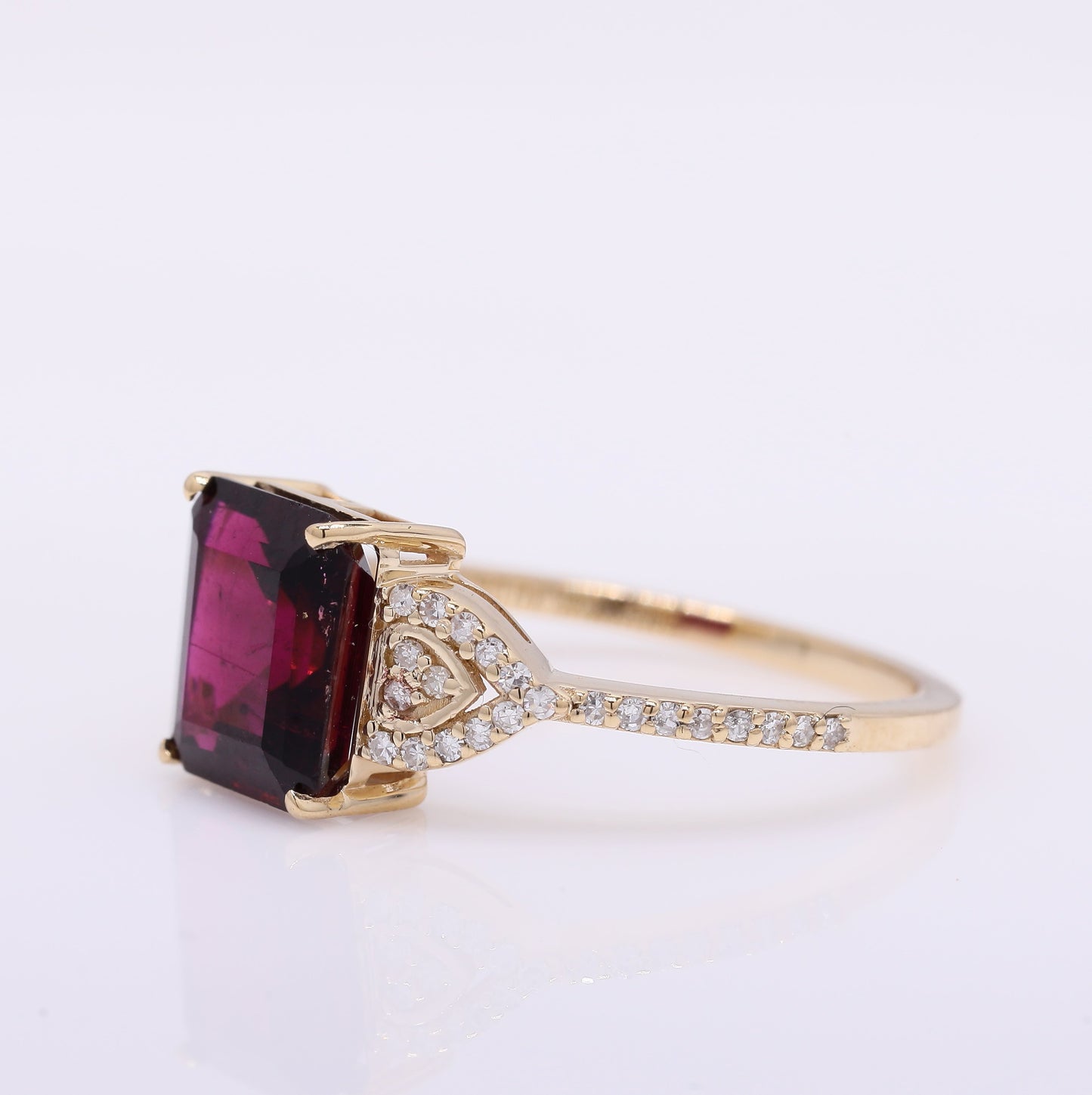 2.29 Ct Octagon Step Cut Natural Rubellite 14K Gold Ring