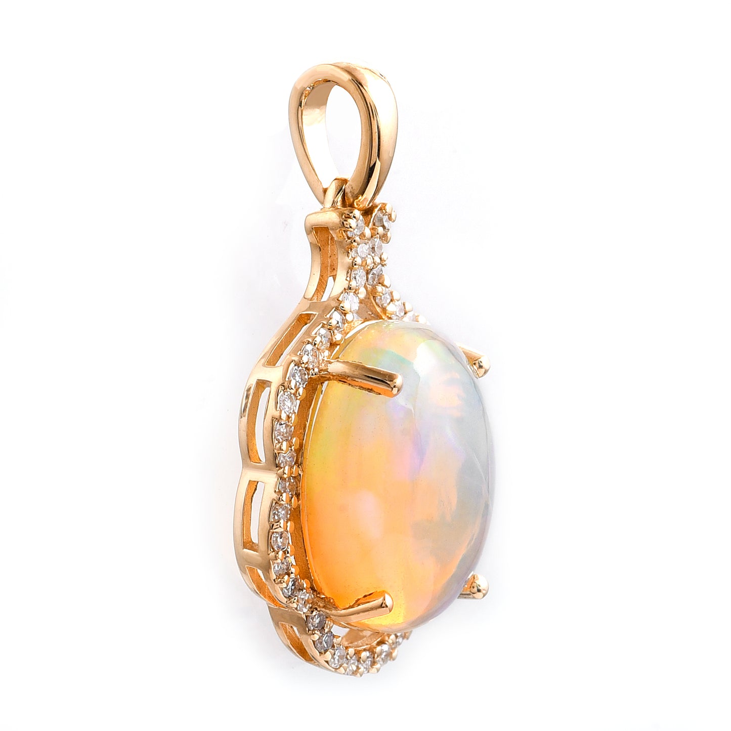 2.70 Ct Oval Cabochon Cut Natural Opal 14K Gold Pendant