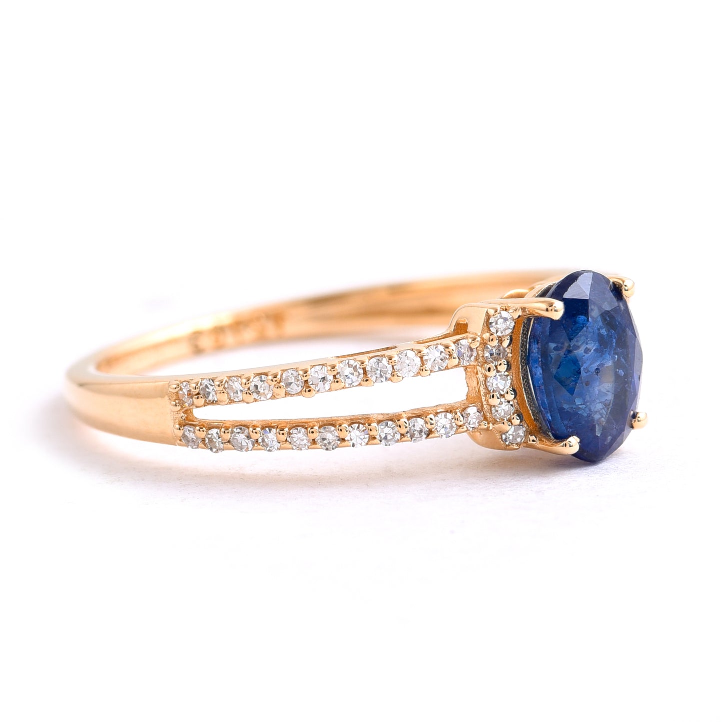 1.16 Ct Oval Mixed Cut Natural Sapphire 14K Gold Ring