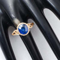 2.45 Ct Oval Mixed Cut Natural Sapphire 14K Gold Ring