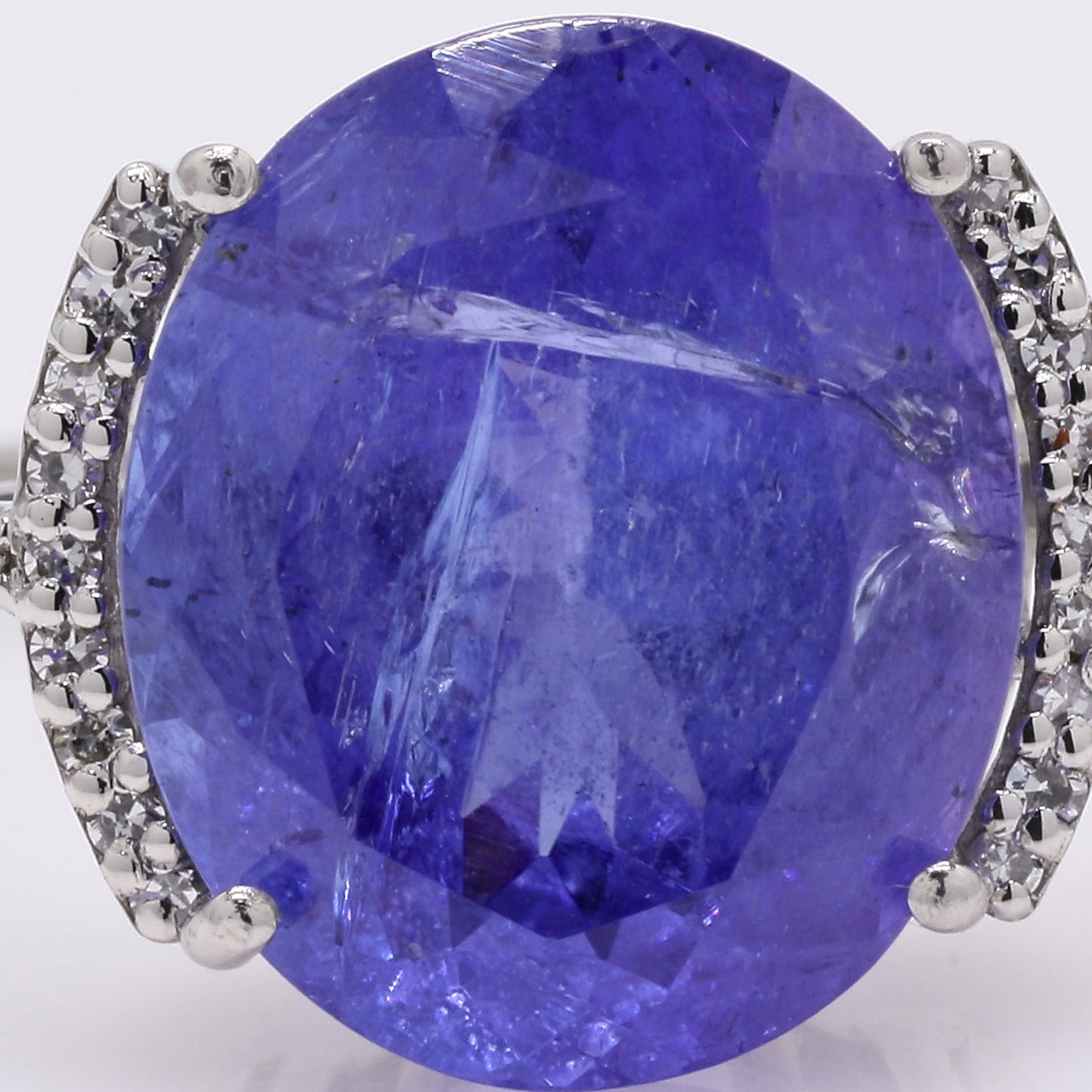 5.56 Ct Oval Mixed Cut Natural Tanzanite 950 Platinum Ring