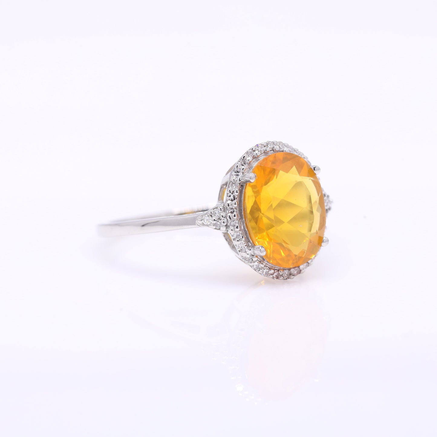 1.87 Ct Oval Mixed Cut Natural Fire Opal 950 Platinum Ring