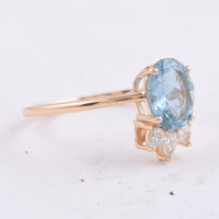 1.20 Ct Oval Natural Aquamarine 14K Gold Ring
