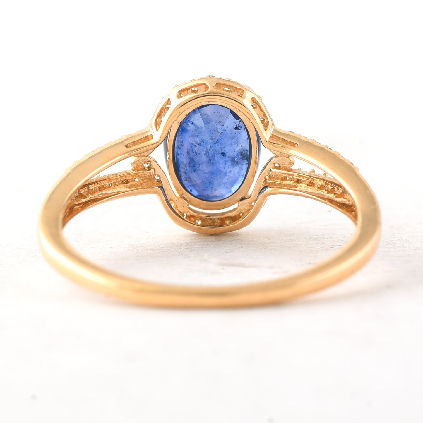 1.85 Ct Oval Mixed Cut Natural Sapphire 14K Gold Ring