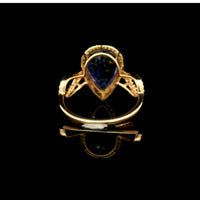 4.58 Ct Pear Mixed Cut Natural Tanzanite 14K Gold Ring