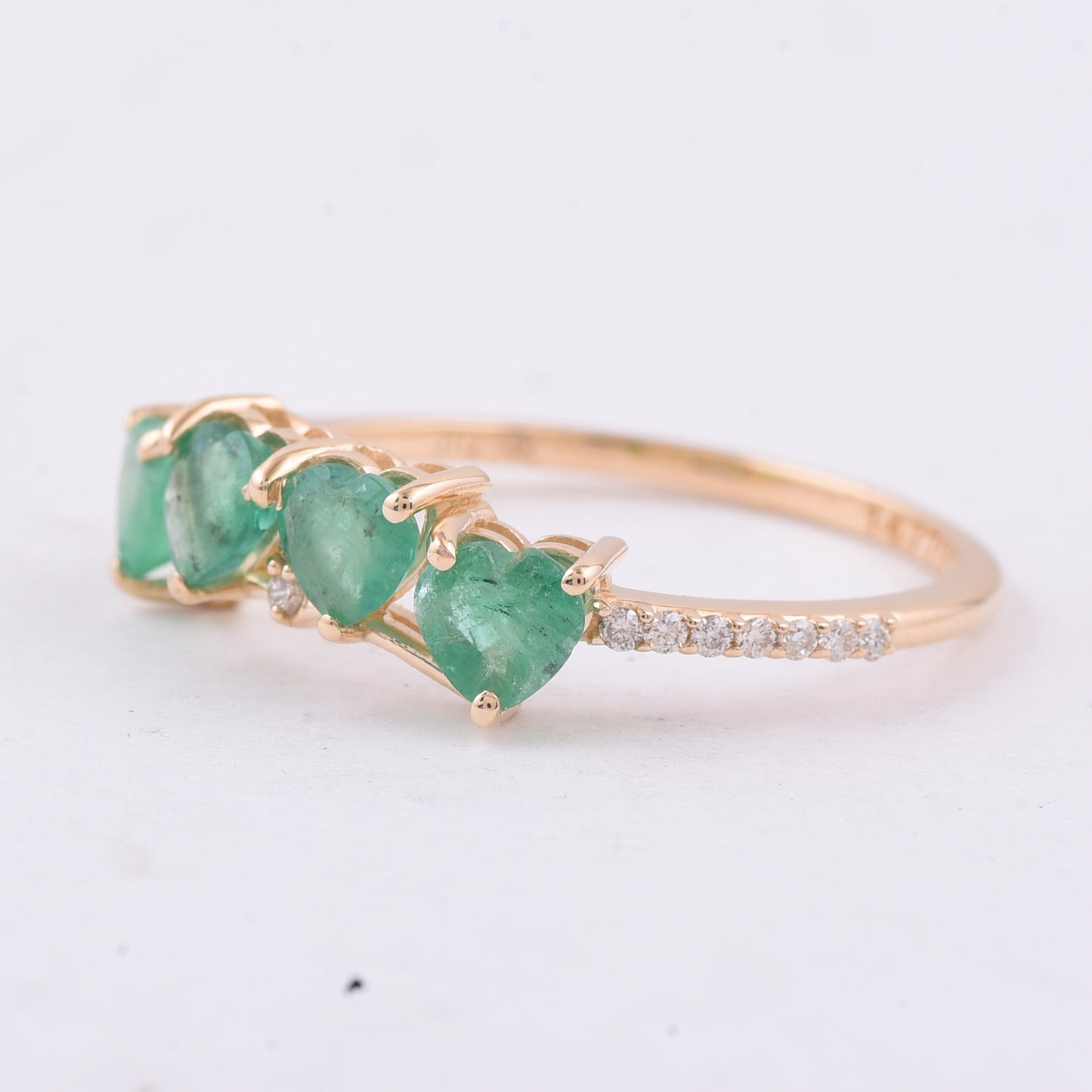 1.08 Ct Heart Natural Emerald 14K Gold Ring